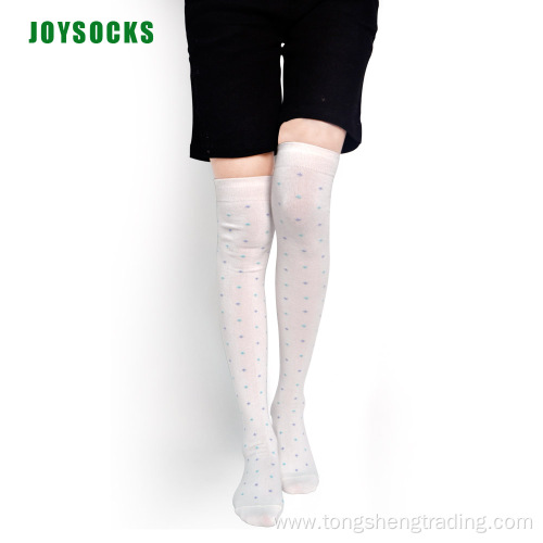 Over knee dot cotton long knitted lady's socks